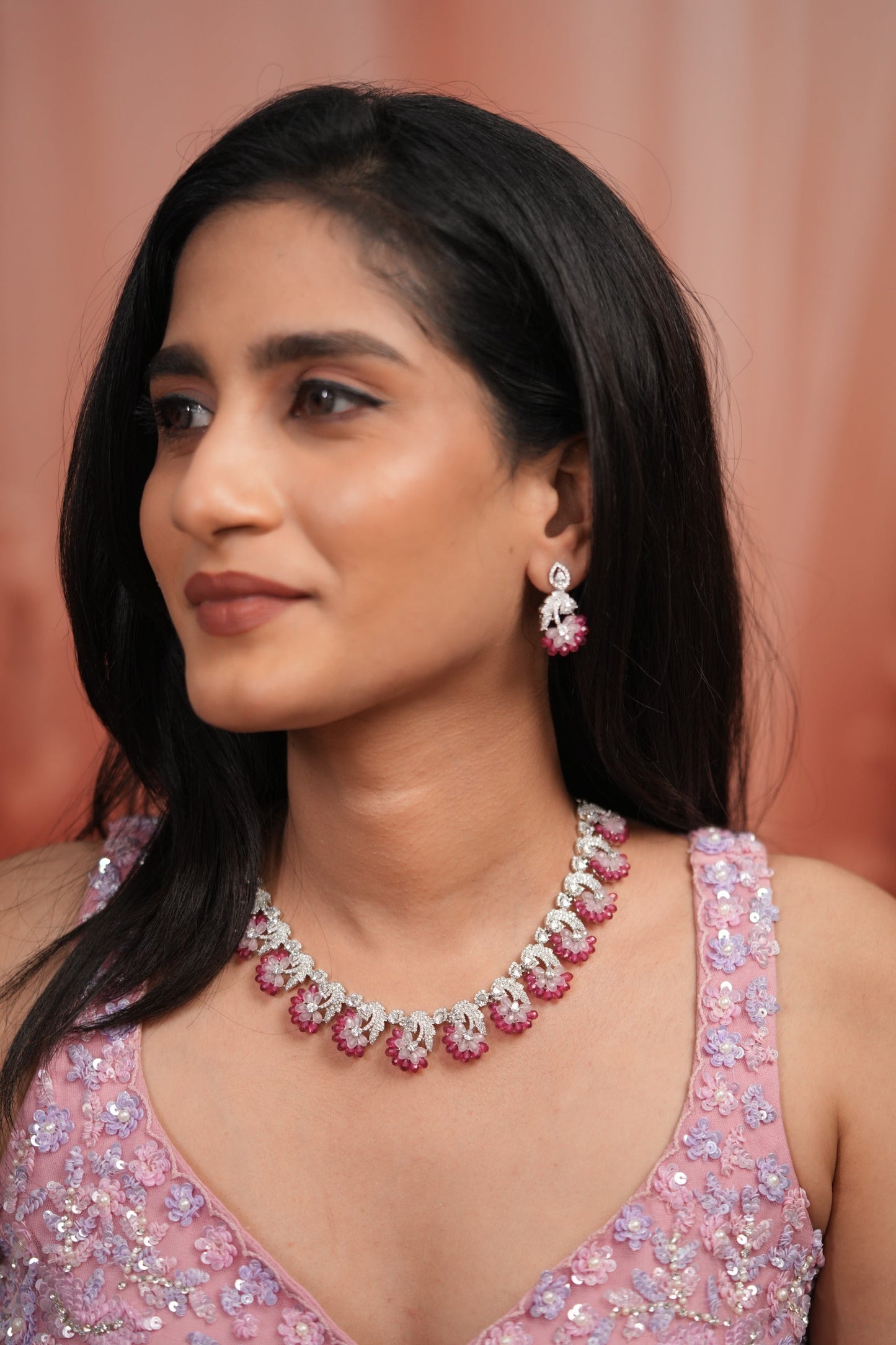 Elowen Pastel Beaded Diamond Necklace Set | LaLa Land 2.0