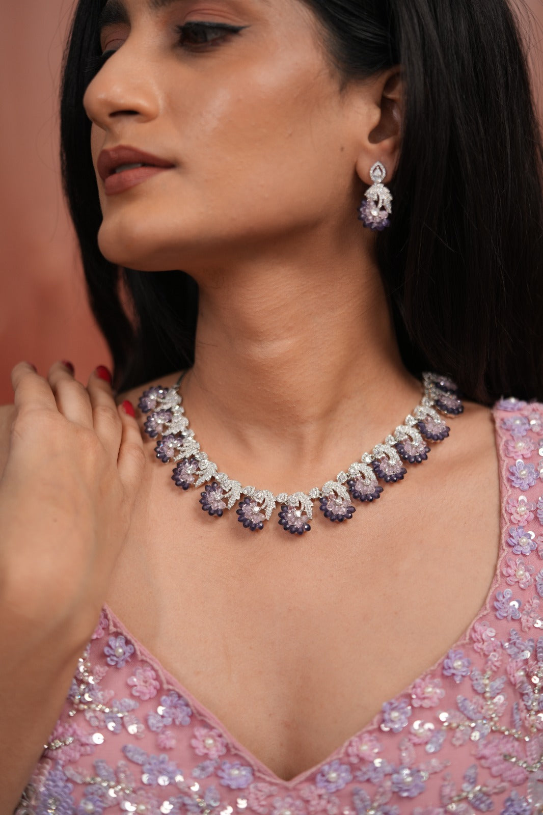Elowen Pastel Beaded Diamond Necklace Set | LaLa Land 2.0