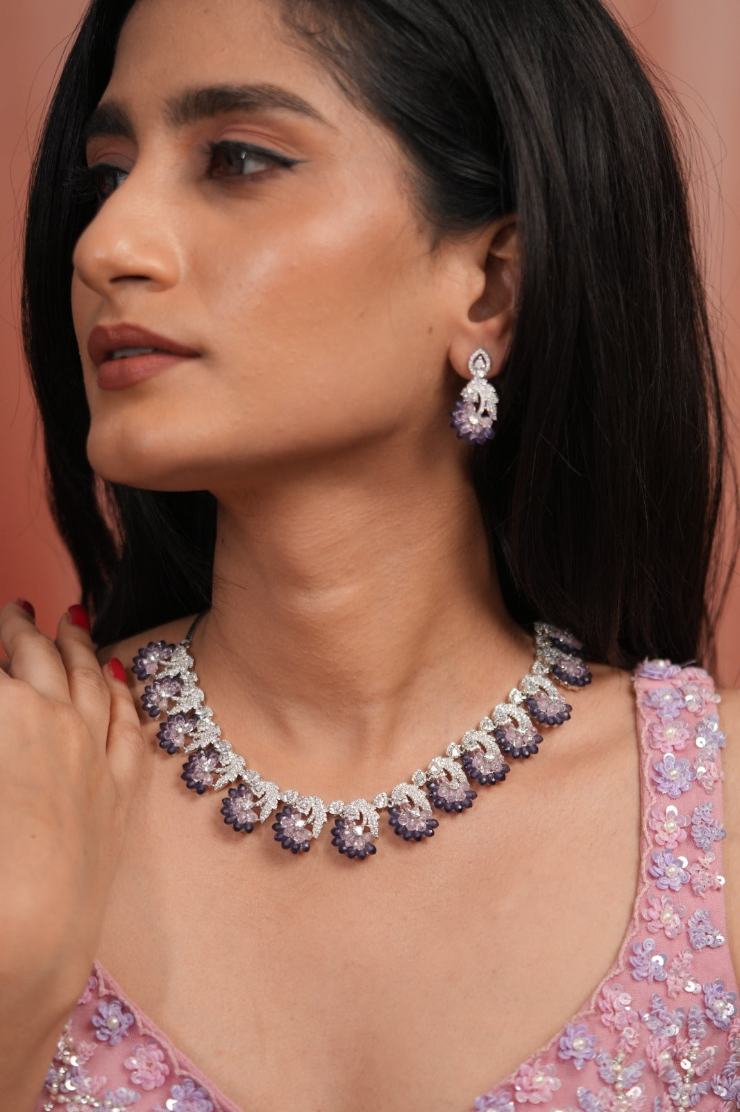 Elowen Pastel Beaded Diamond Necklace Set | LaLa Land 2.0