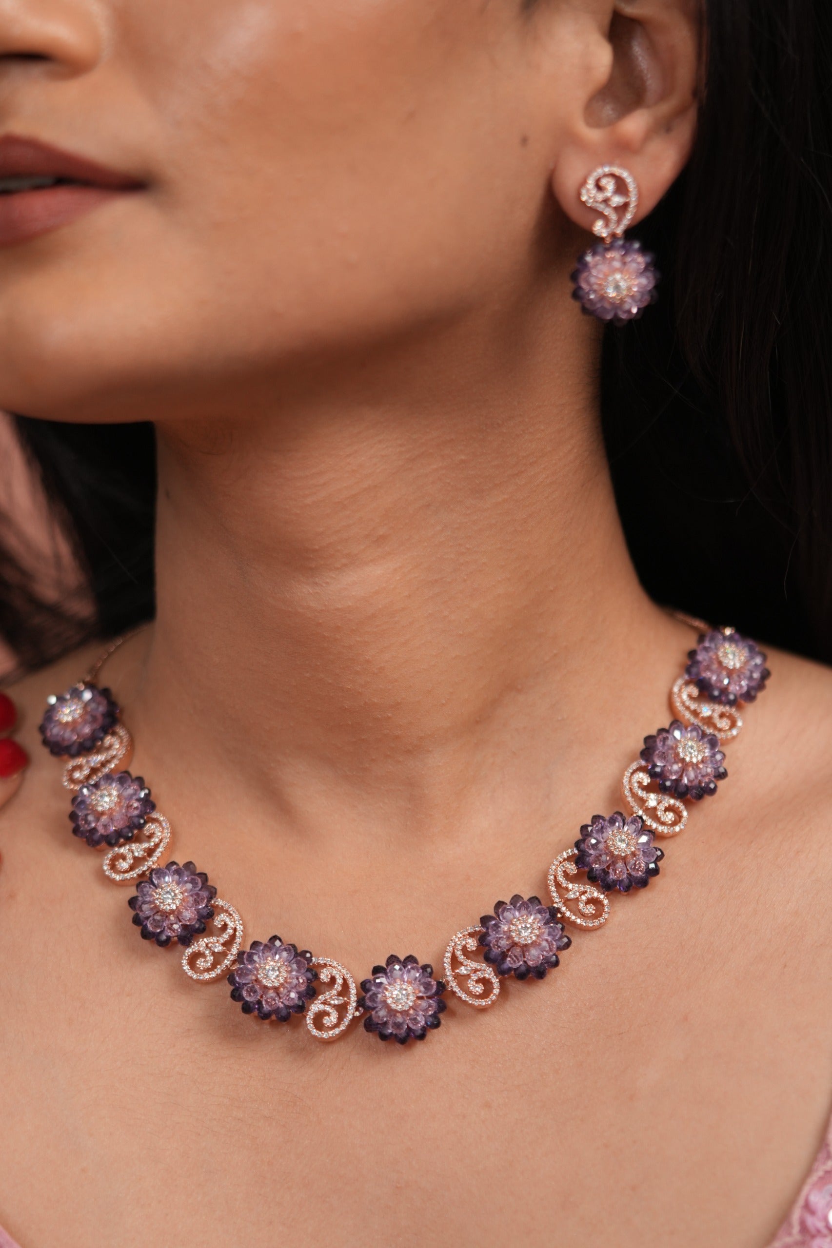 Bloom Symphony Pastel Beaded Diamond Necklace Set | LaLa Land 2.0