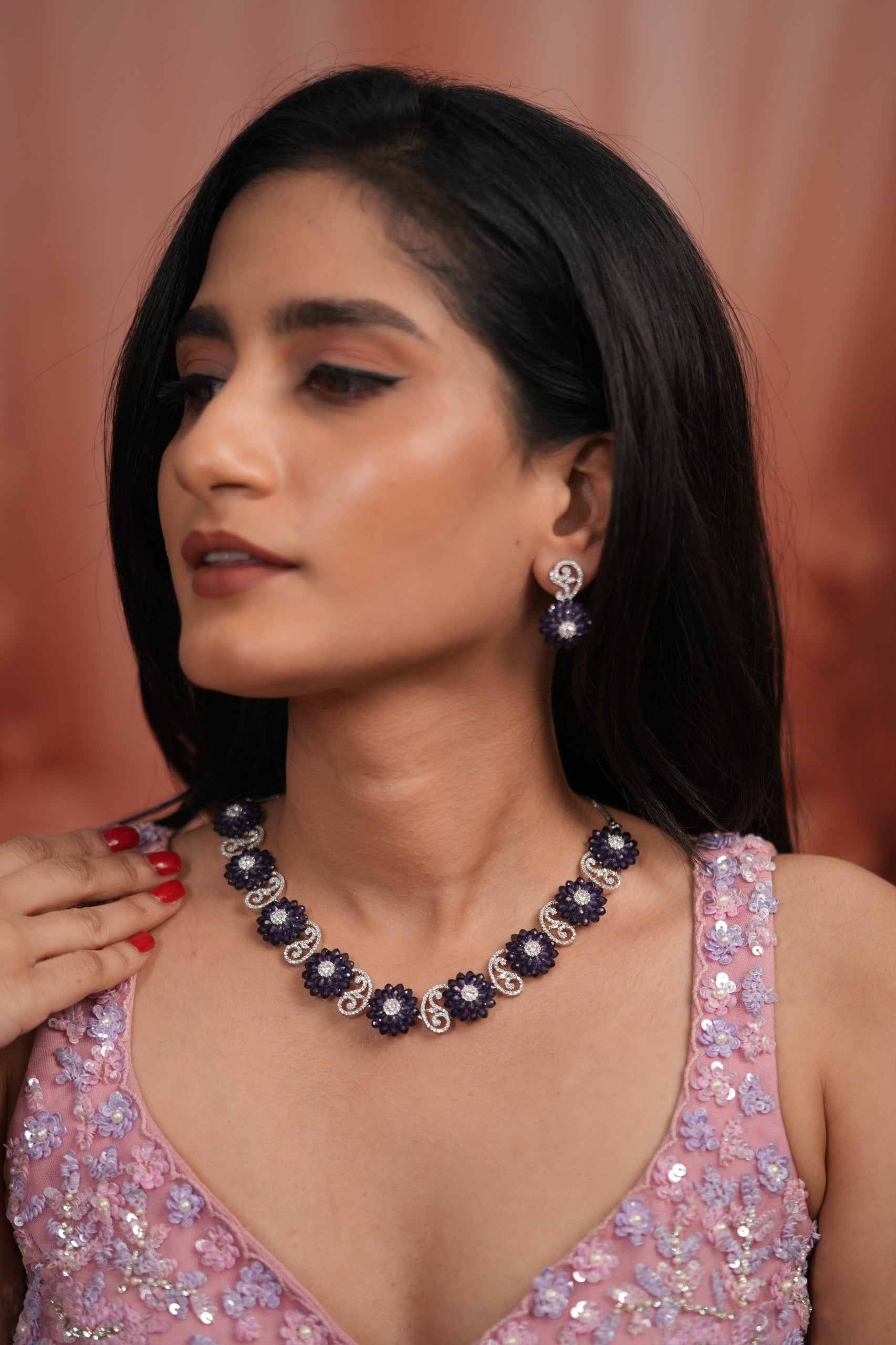 Bloom Symphony Pastel Beaded Diamond Necklace Set | LaLa Land 2.0
