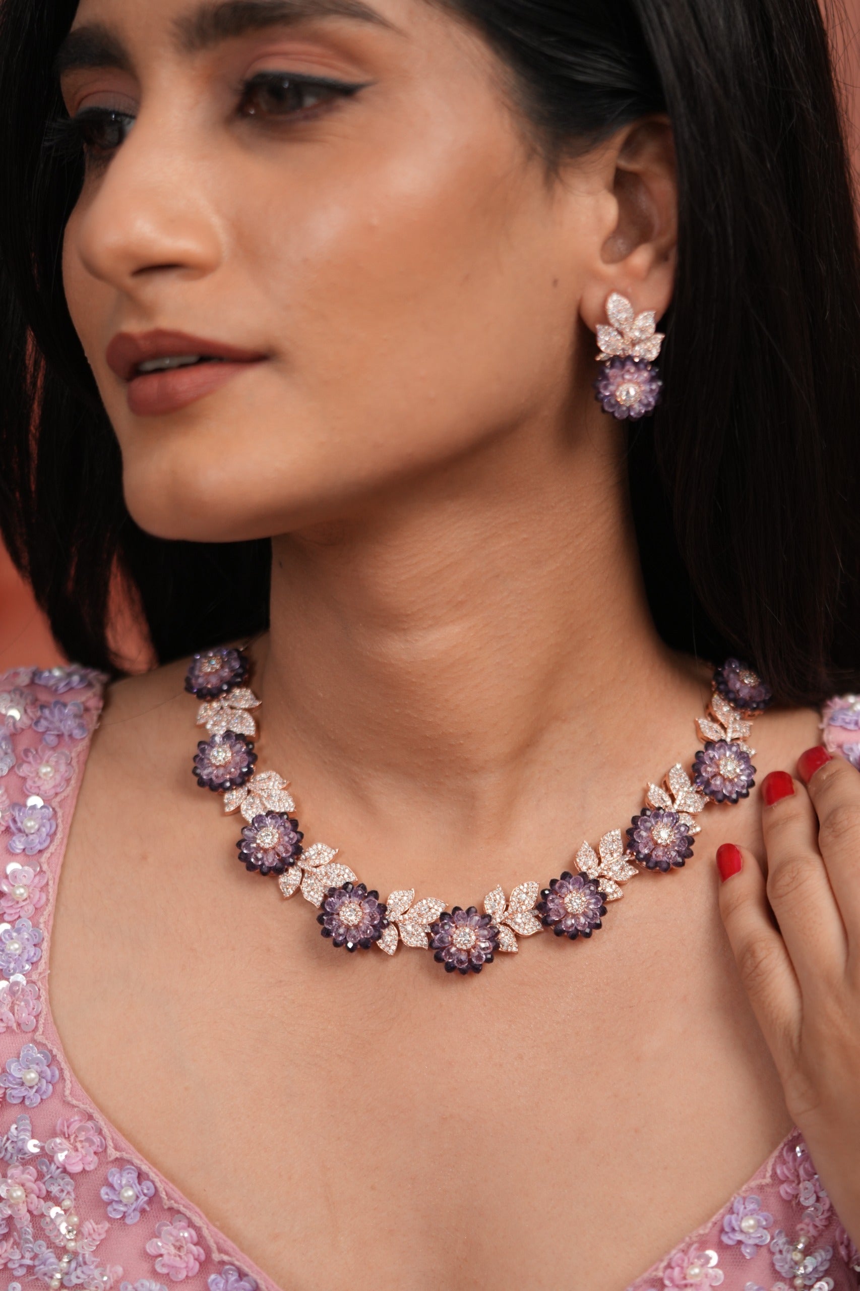 Florielle Pastel Beaded Diamond Necklace Set | LaLa Land 2.0