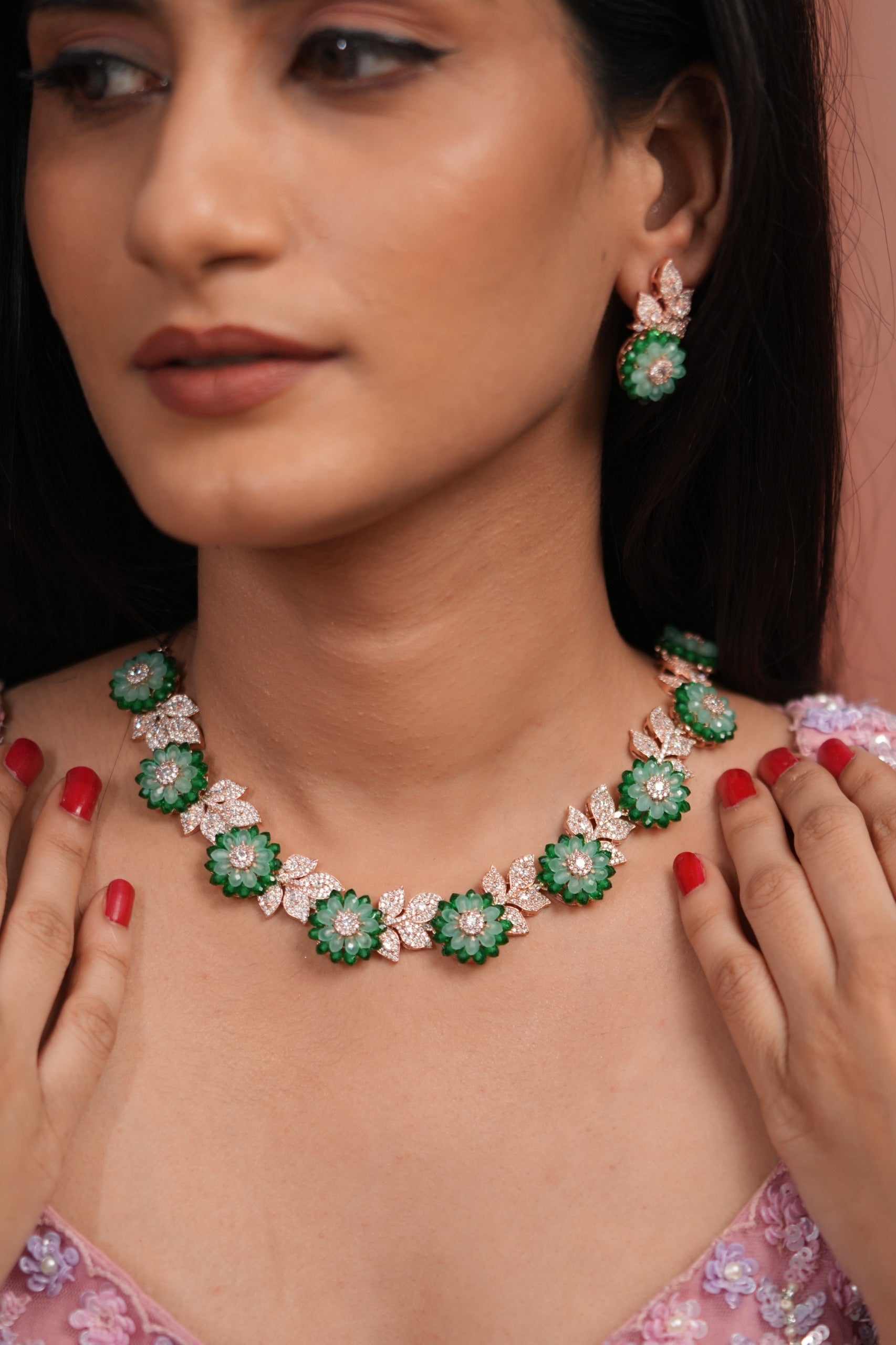 Florielle Pastel Beaded Diamond Necklace Set | LaLa Land 2.0