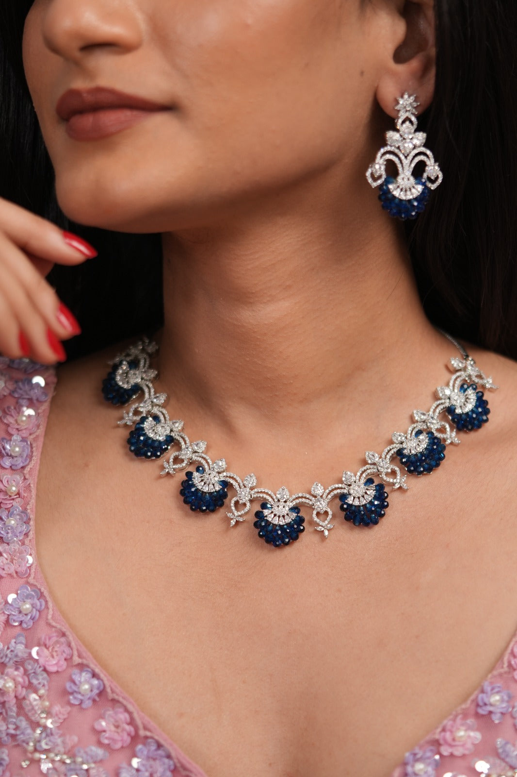 Petaline Grace Pastel Beaded Diamond Necklace Set | LaLa Land 2.0