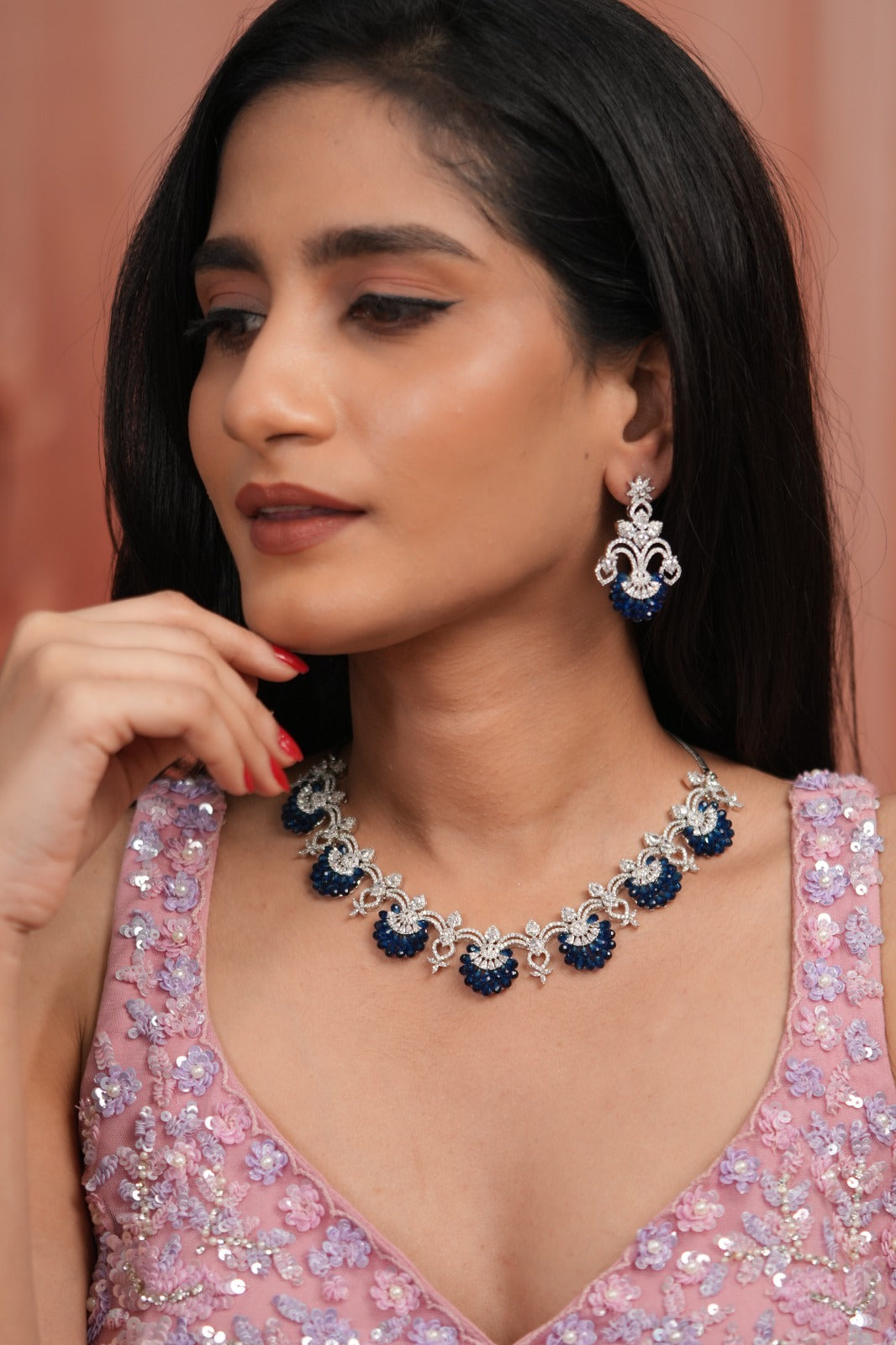 Petaline Grace Pastel Beaded Diamond Necklace Set | LaLa Land 2.0