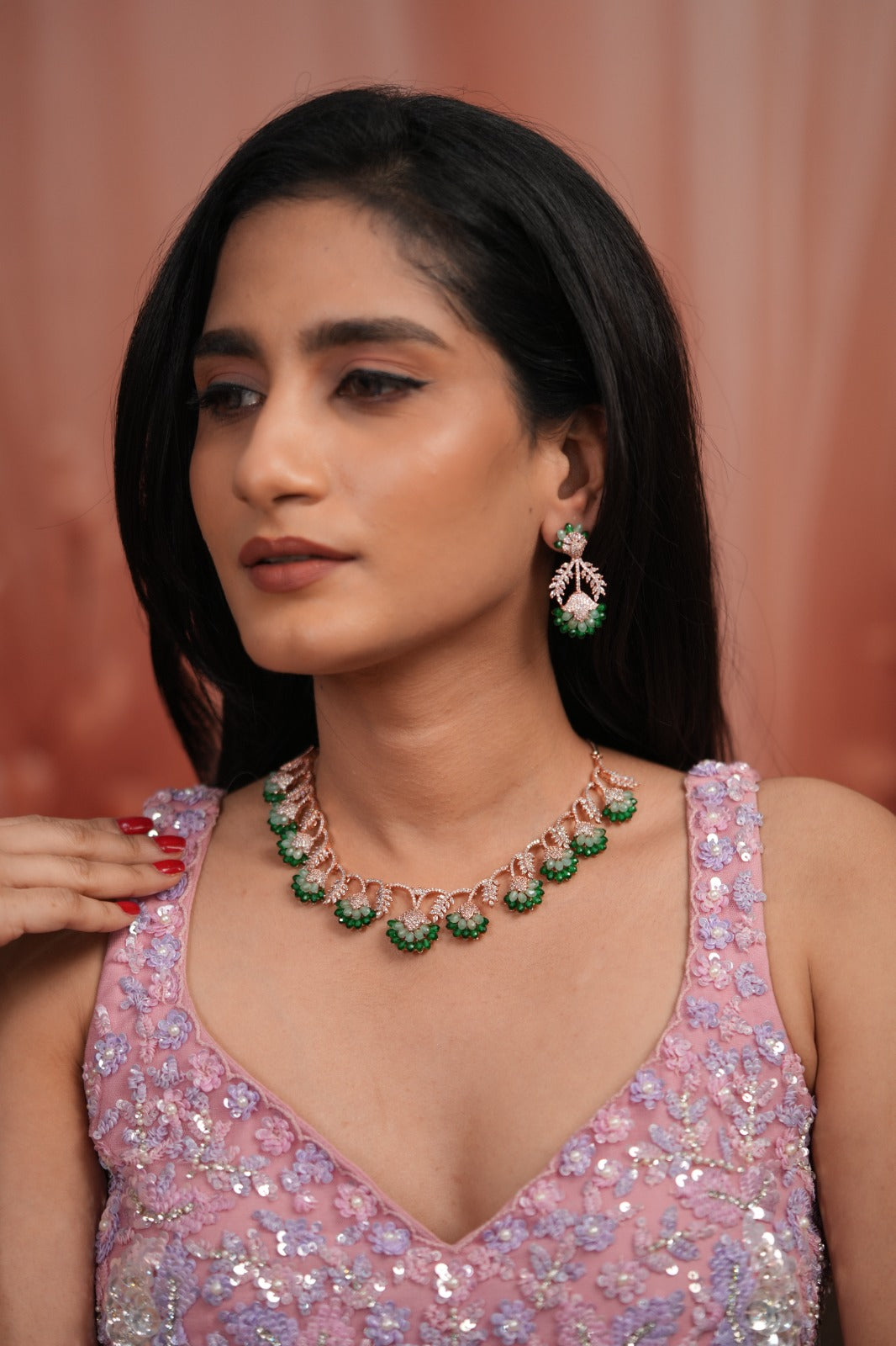 Mireya Pastel Beaded Diamond Necklace Set | LaLa Land 2.0