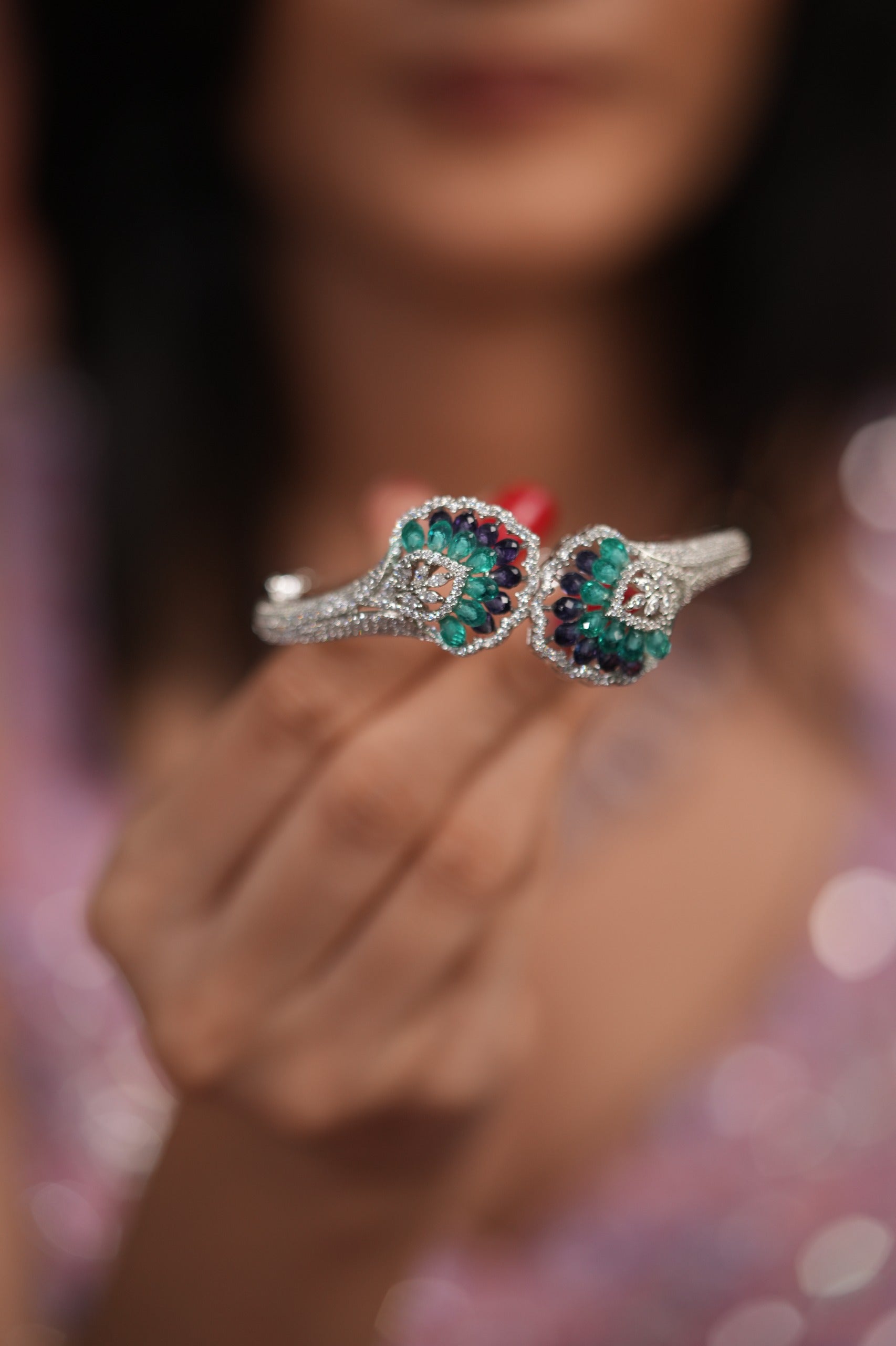 Twin Bloom Pastel Beaded Diamond Openable Bracelet | LaLa Land 2.0