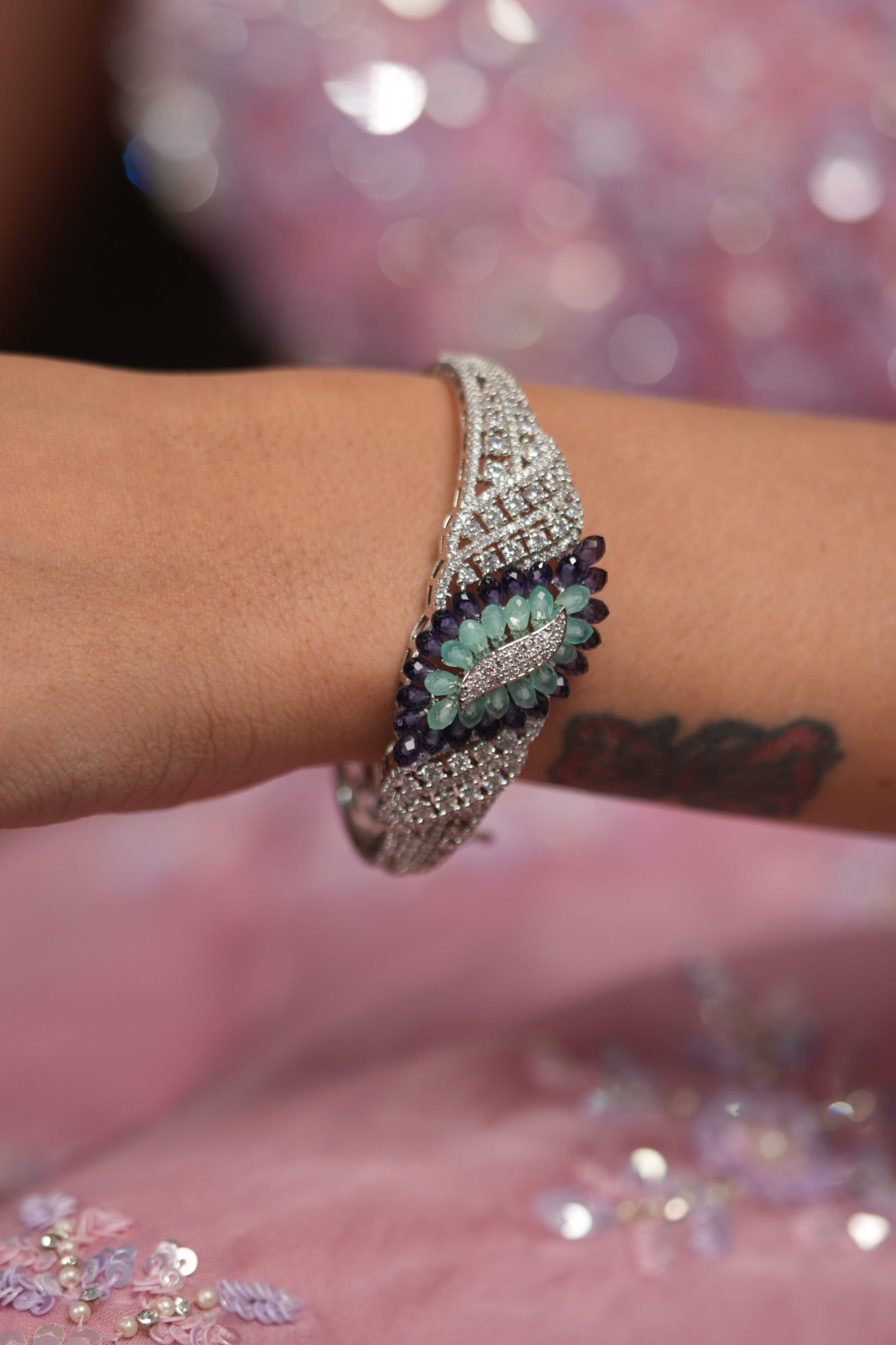 Petaline Grace Pastel Beaded Diamond Openable Bracelet | LaLa Land 2.0
