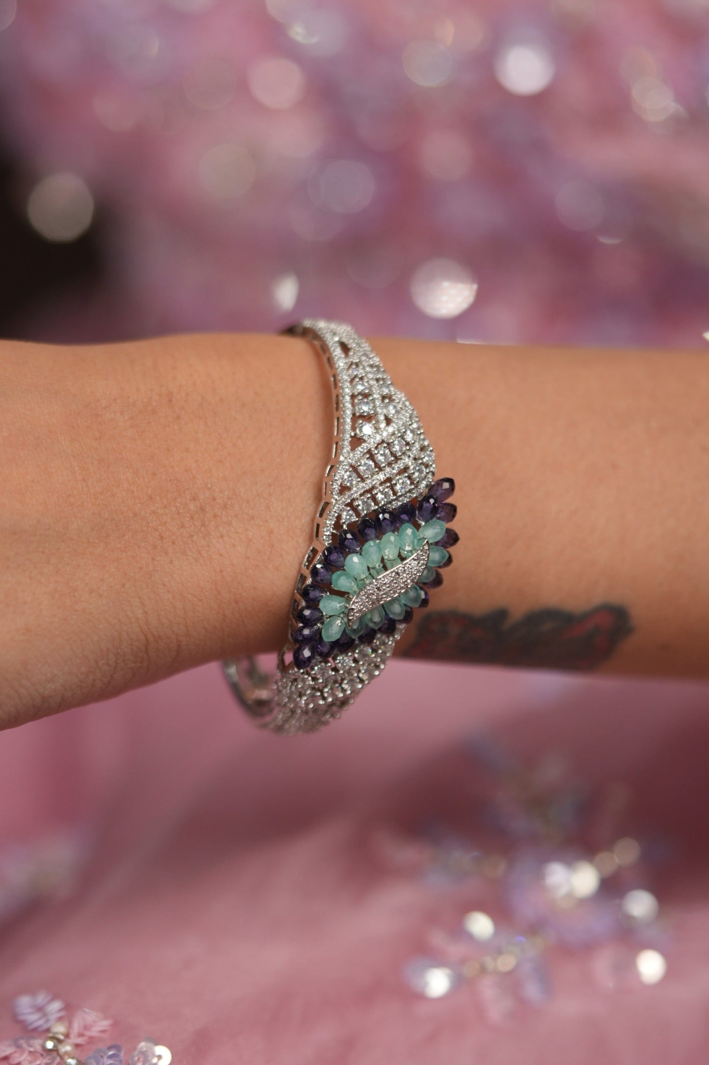 Petaline Grace Pastel Beaded Diamond Openable Bracelet | LaLa Land 2.0