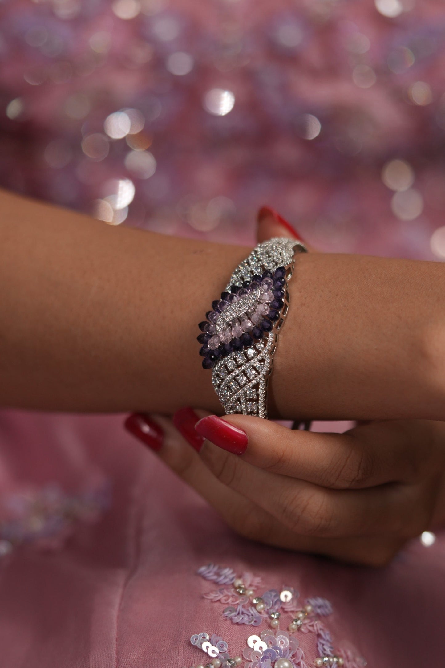 Petaline Grace Pastel Beaded Diamond Openable Bracelet | LaLa Land 2.0
