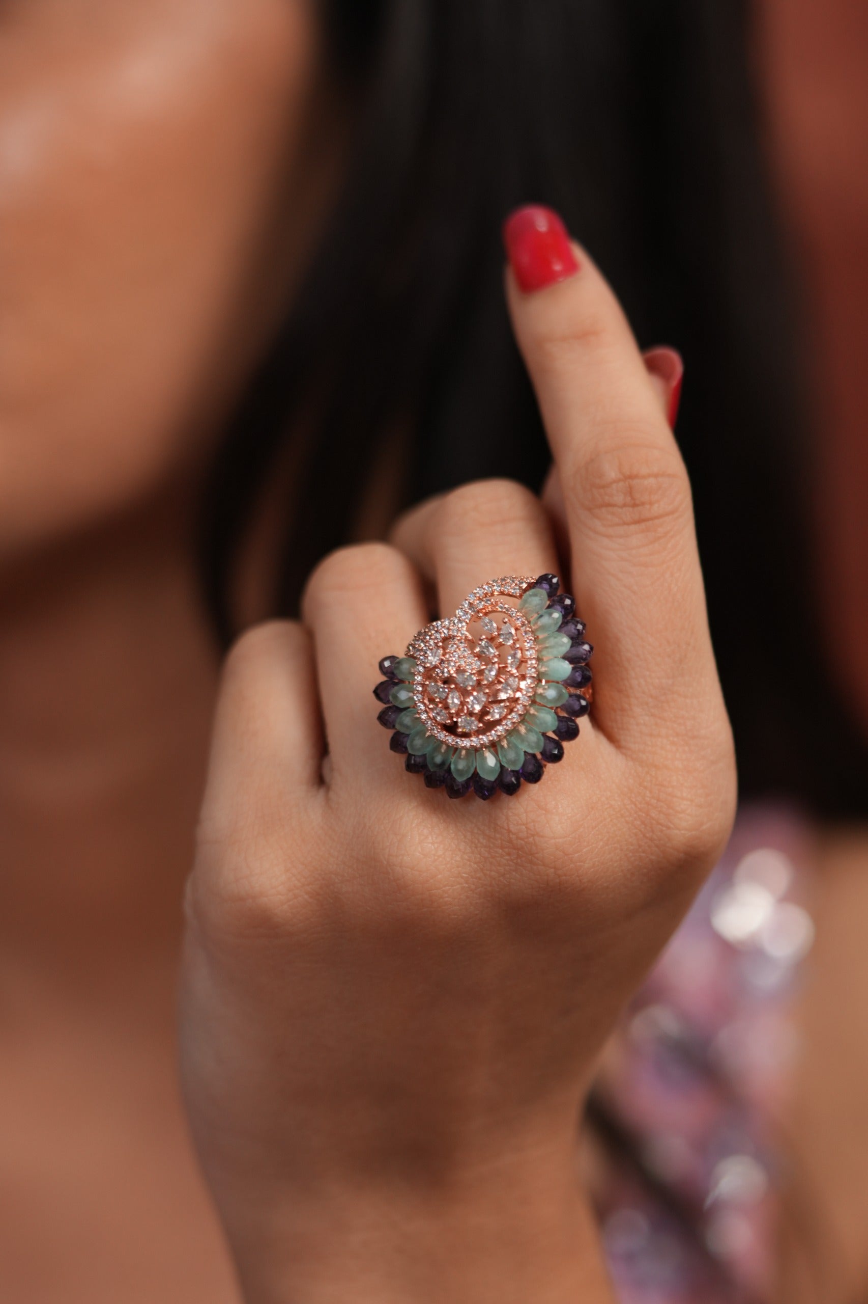 Elowen Pastel Beaded Diamond Ring | LaLa Land 2.0