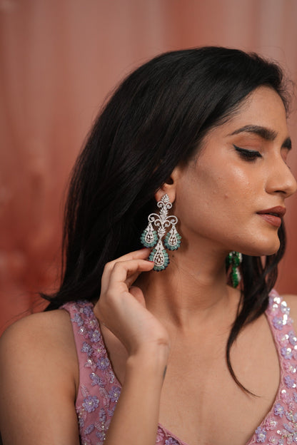 Twin Bloom Pastel Beaded Diamond Long Earrings | LaLa Land 2.0