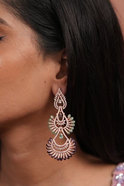 Tiana Pastel Beaded Diamond Long Earrings | LaLa Land 2.0