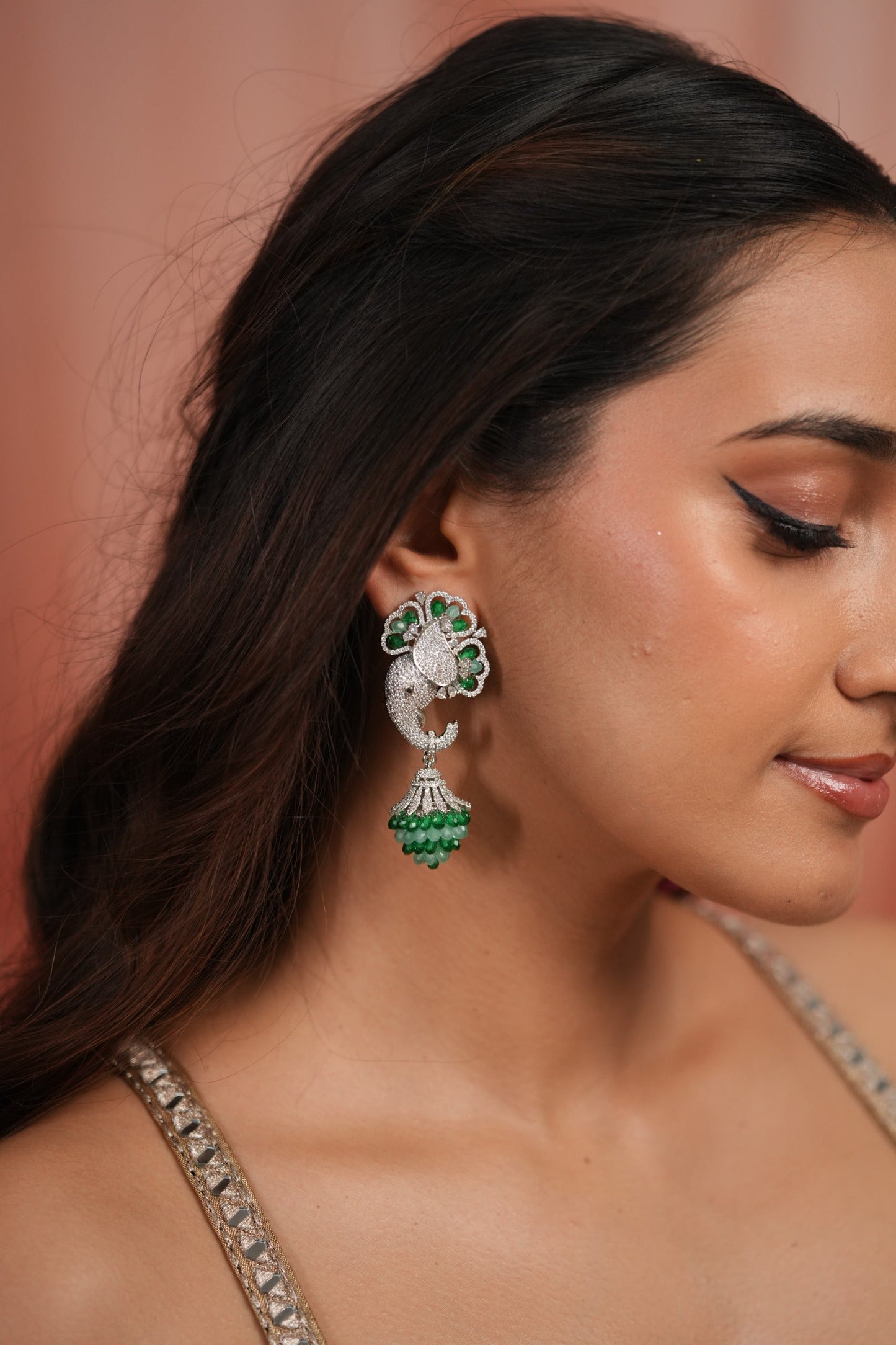 Whimsy Gaja Pastel Beaded Diamond Long Earrings | LaLa Land 2.0