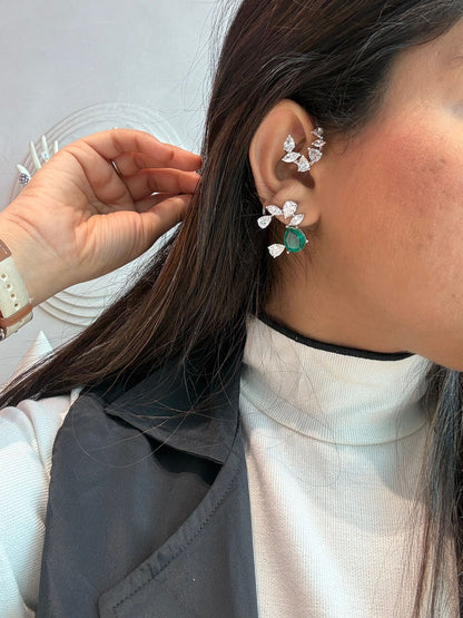 Emerald Cascade Diamond Climber / Earcuff