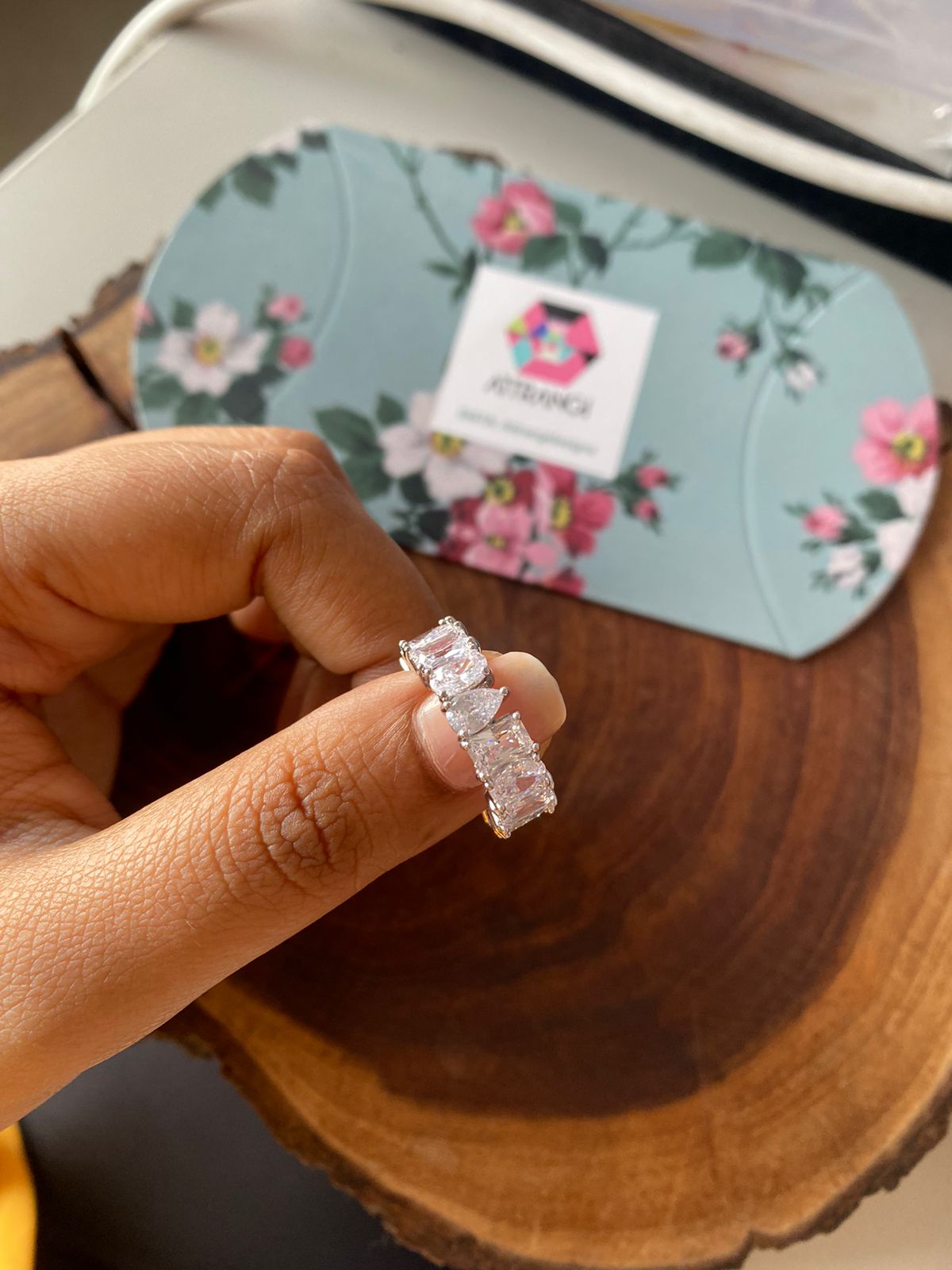 Full 360 MultiSolitaire Diamond Shape Eternity Band Ring