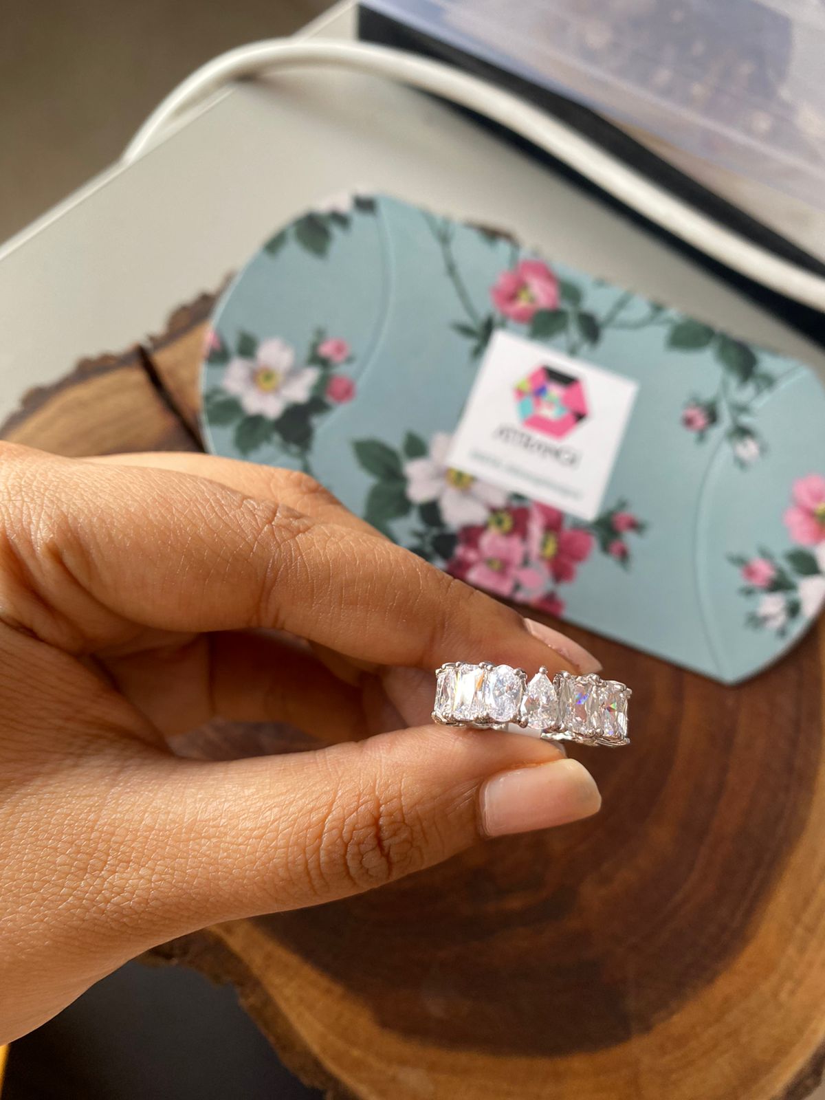 Full 360 MultiSolitaire Diamond Shape Eternity Band Ring