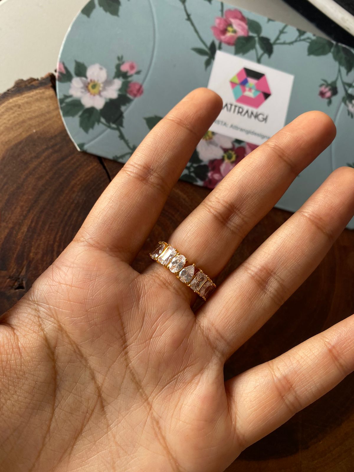 Full 360 MultiSolitaire Diamond Shape Eternity Band Ring