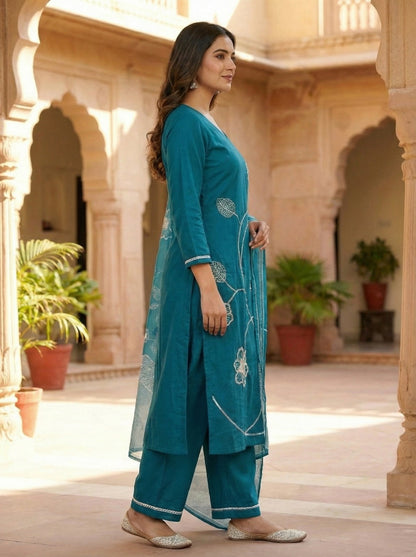 Women’s Embroidered Kurta Set with Dupatta