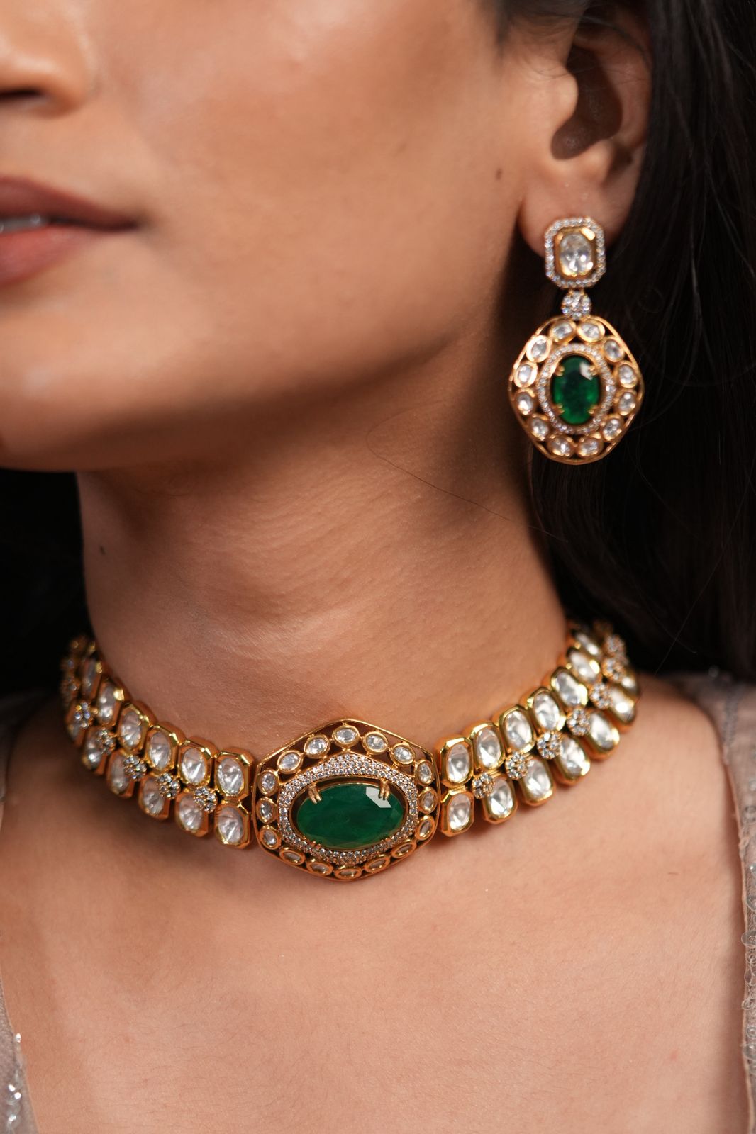Vijaya Polki Moissanite Statement Choker Set