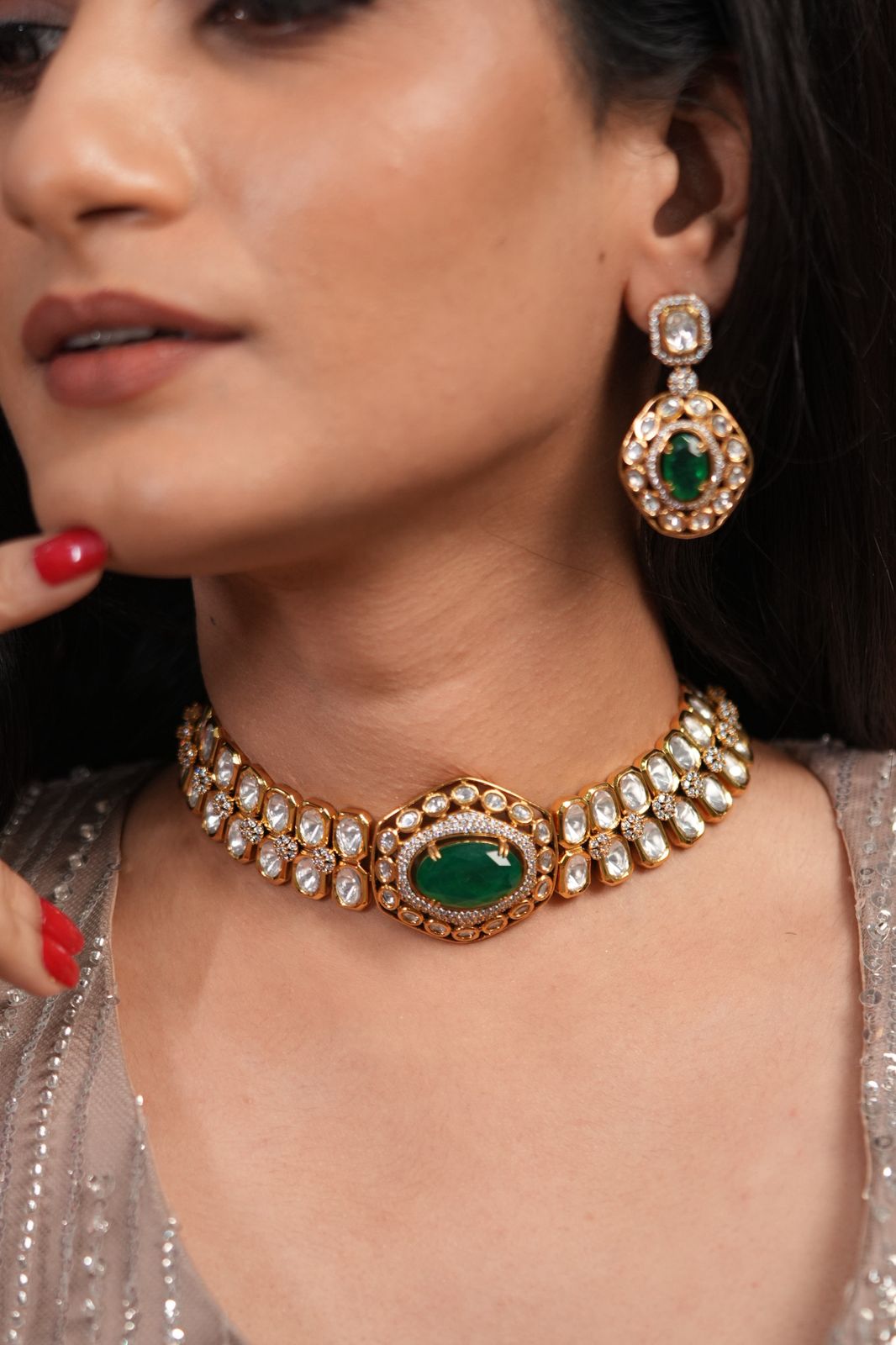 Vijaya Polki Moissanite Statement Choker Set