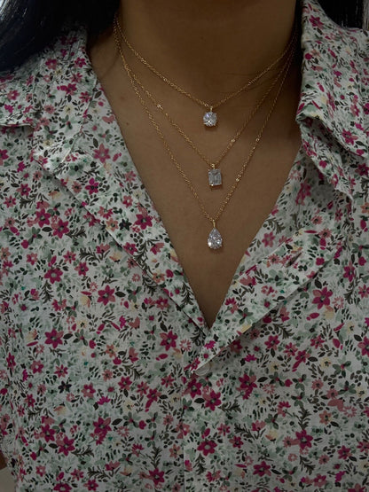3 Layered Diamond Solitaire Attached Chain