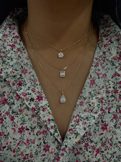 3 Layered Diamond Solitaire Attached Chain