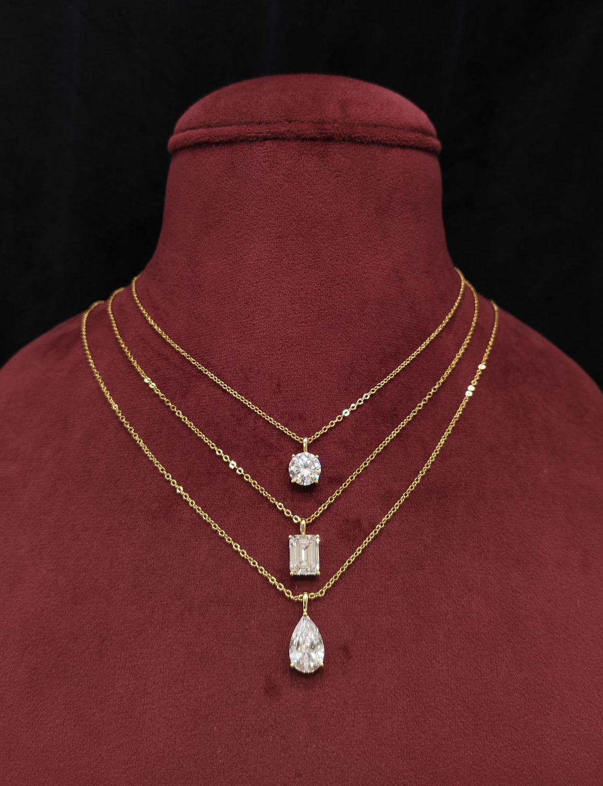 3 Layered Diamond Solitaire Attached Chain