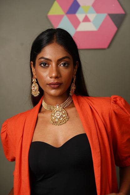 Sangeeta Gold Necklace with Big Earrings | Sone Pe Suhaga Collection