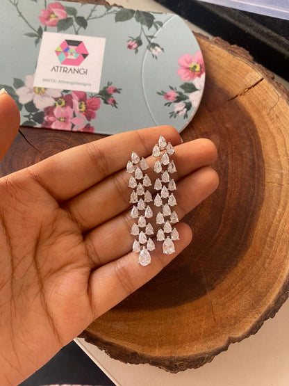 Tri Leaf delicate Diamond dangler Earring