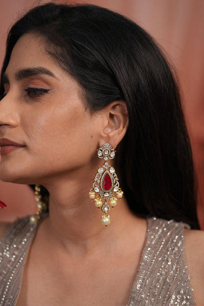 Coloured Sasha Big Polki Statement Earrings | Victorian Polish