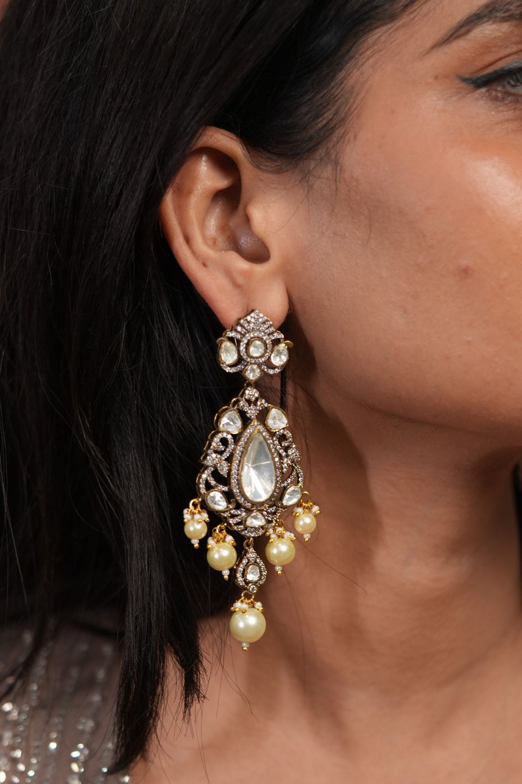 Coloured Sasha Big Polki Statement Earrings | Victorian Polish