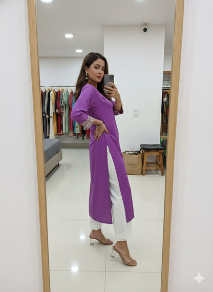 Elegant Embroidered V-Neck Kurti for Women