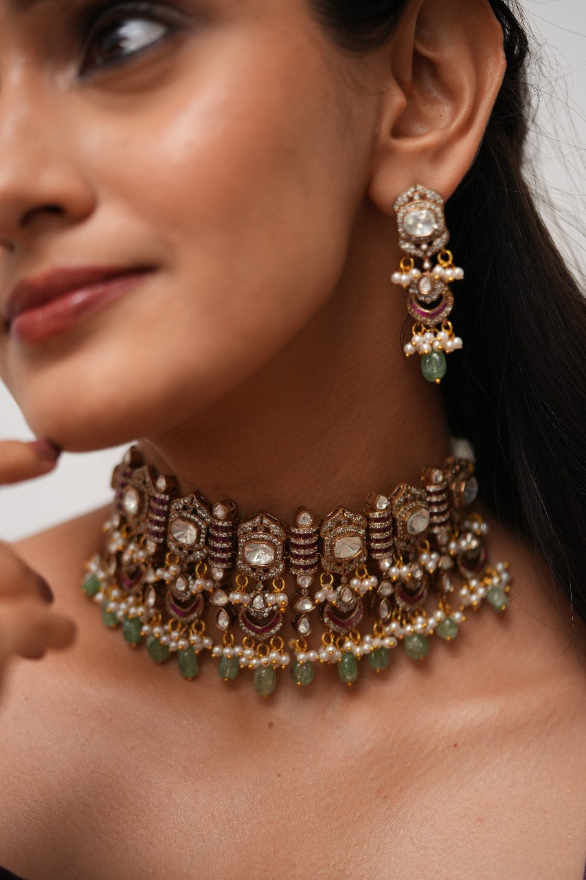Antique Bhakti Polki Choker Set
