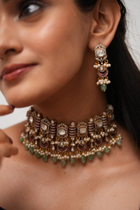 Antique Bhakti Polki Choker Set