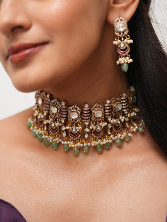 Antique Bhakti Polki Choker Set