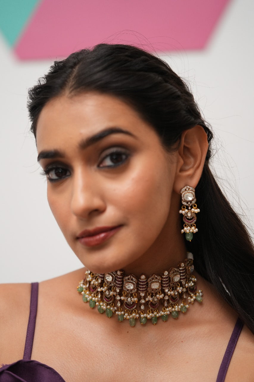 Antique Bhakti Polki Choker Set
