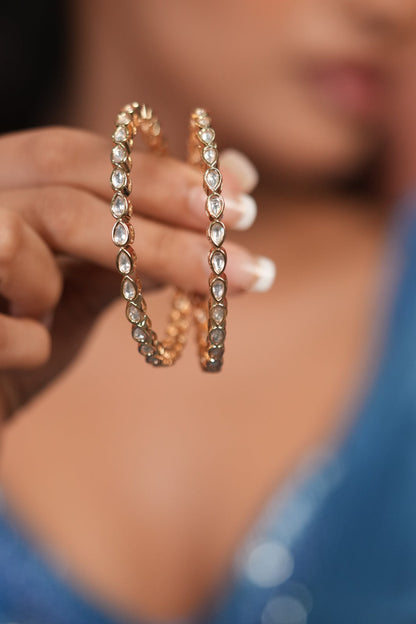 Slim & Thin Polki Moissanite Gold Bangles