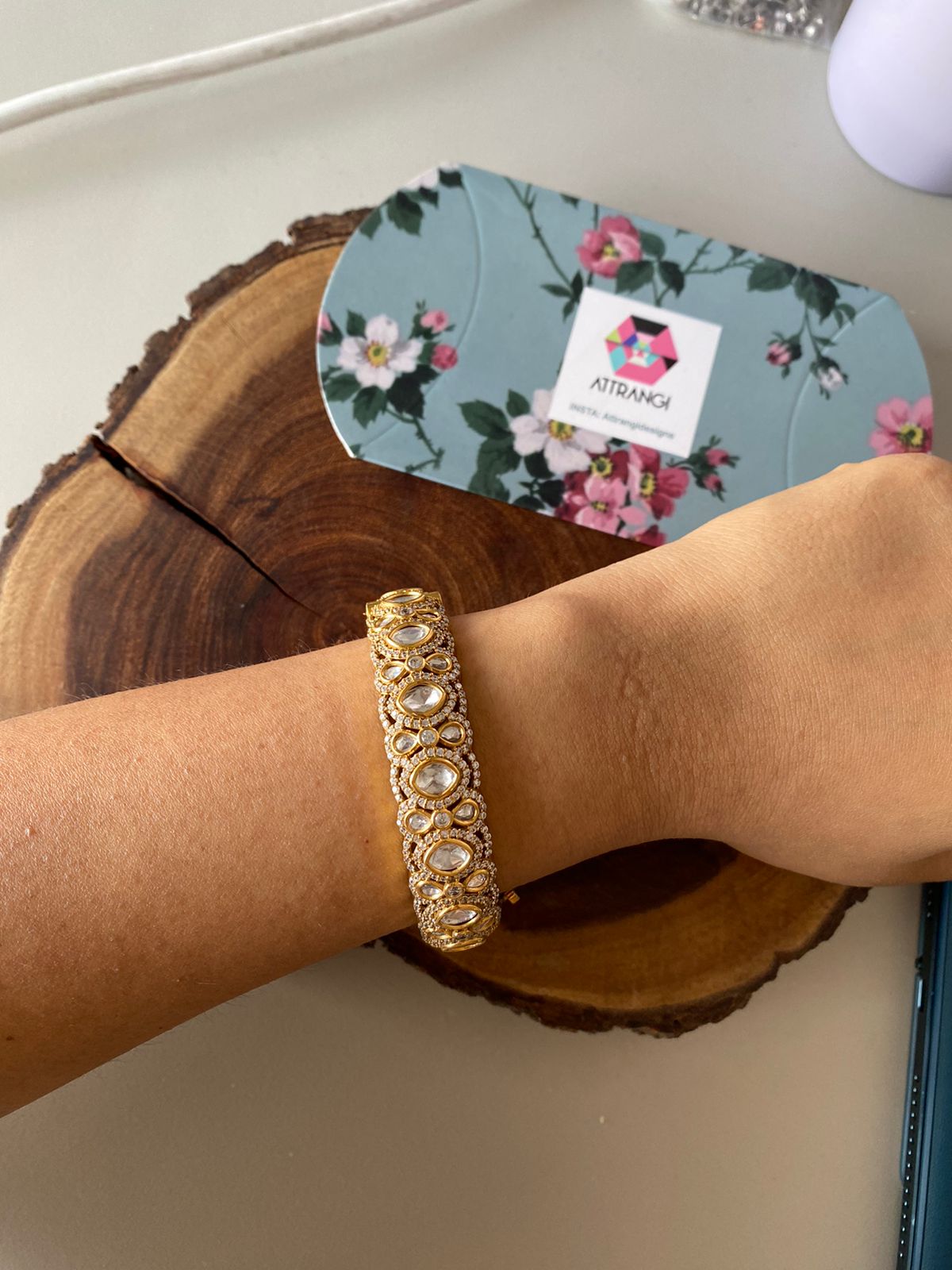 Shailaja Polki Moissanite Mid Sized Kada