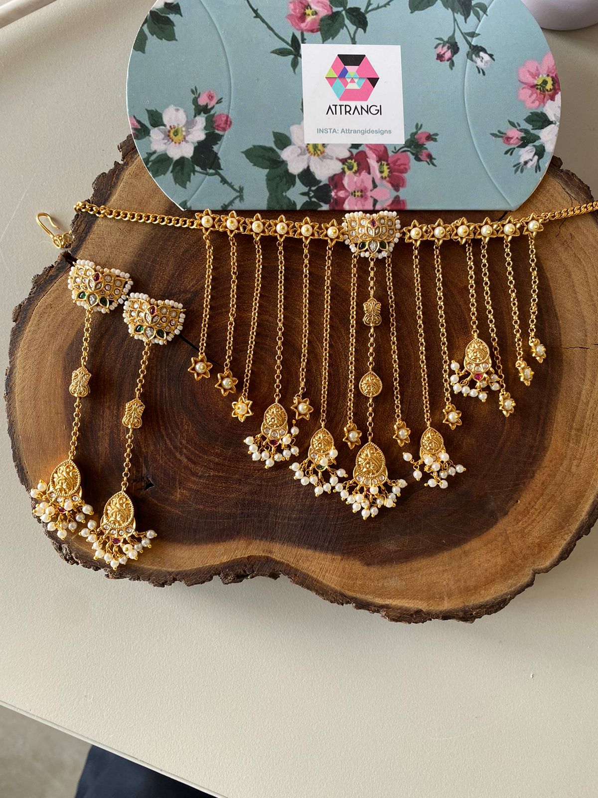 Kashmiri Polki Gold Choker Jhaalar Set