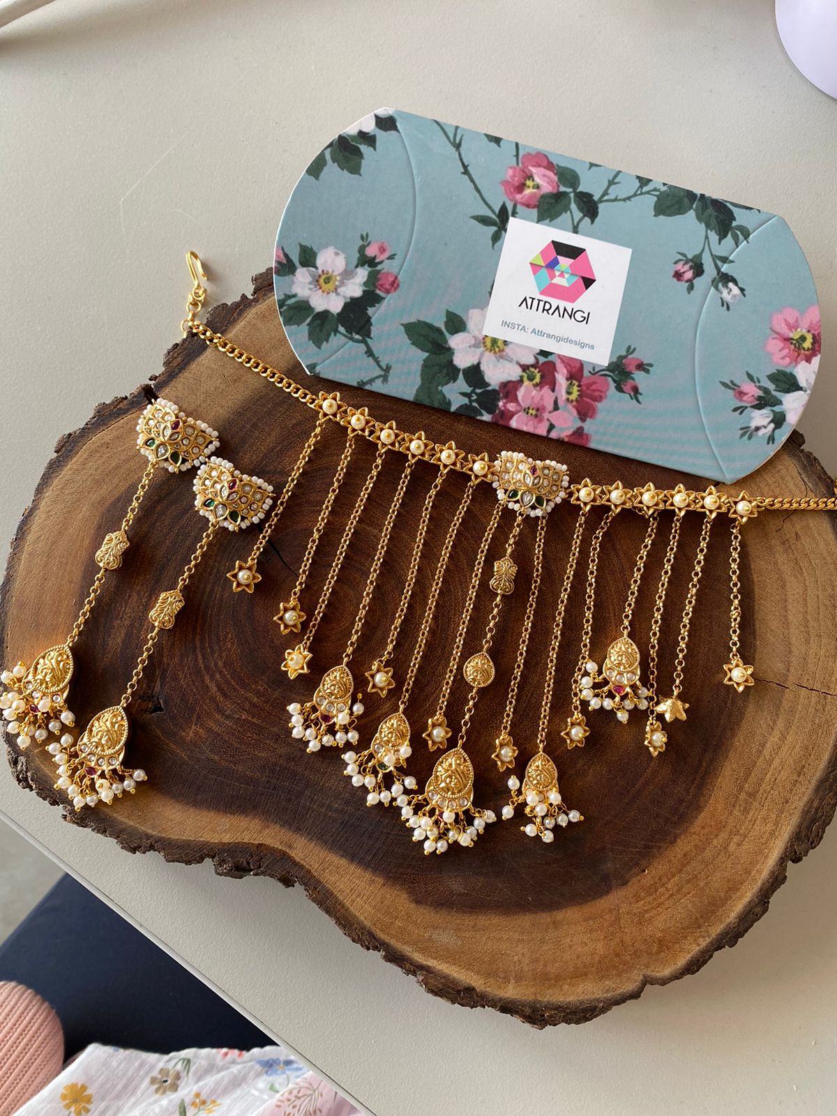 Kashmiri Polki Gold Choker Jhaalar Set