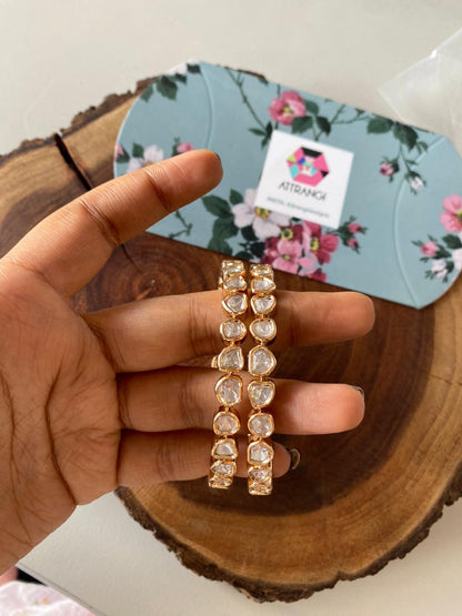 Moissanite Uncut Diamond Gold Classic Bangle Set