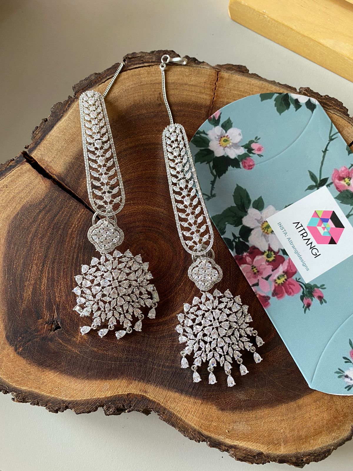 Maria Diamond Earrings with Big Kaanchains | Kannauti
