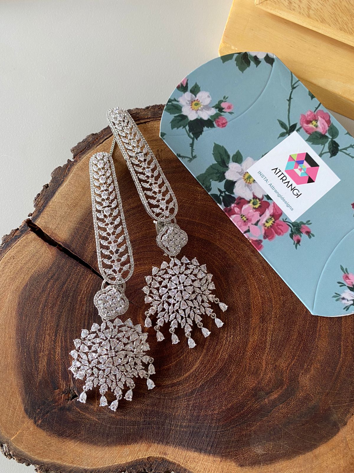 Maria Diamond Earrings with Big Kaanchains | Kannauti