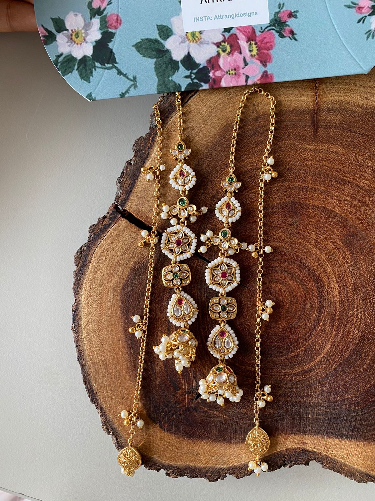 Kashmiri Daali Kannauti Indian delicate long Earrings