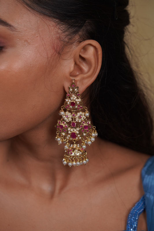 Mahnoor Oversized Jadaau Indian Jhumkas