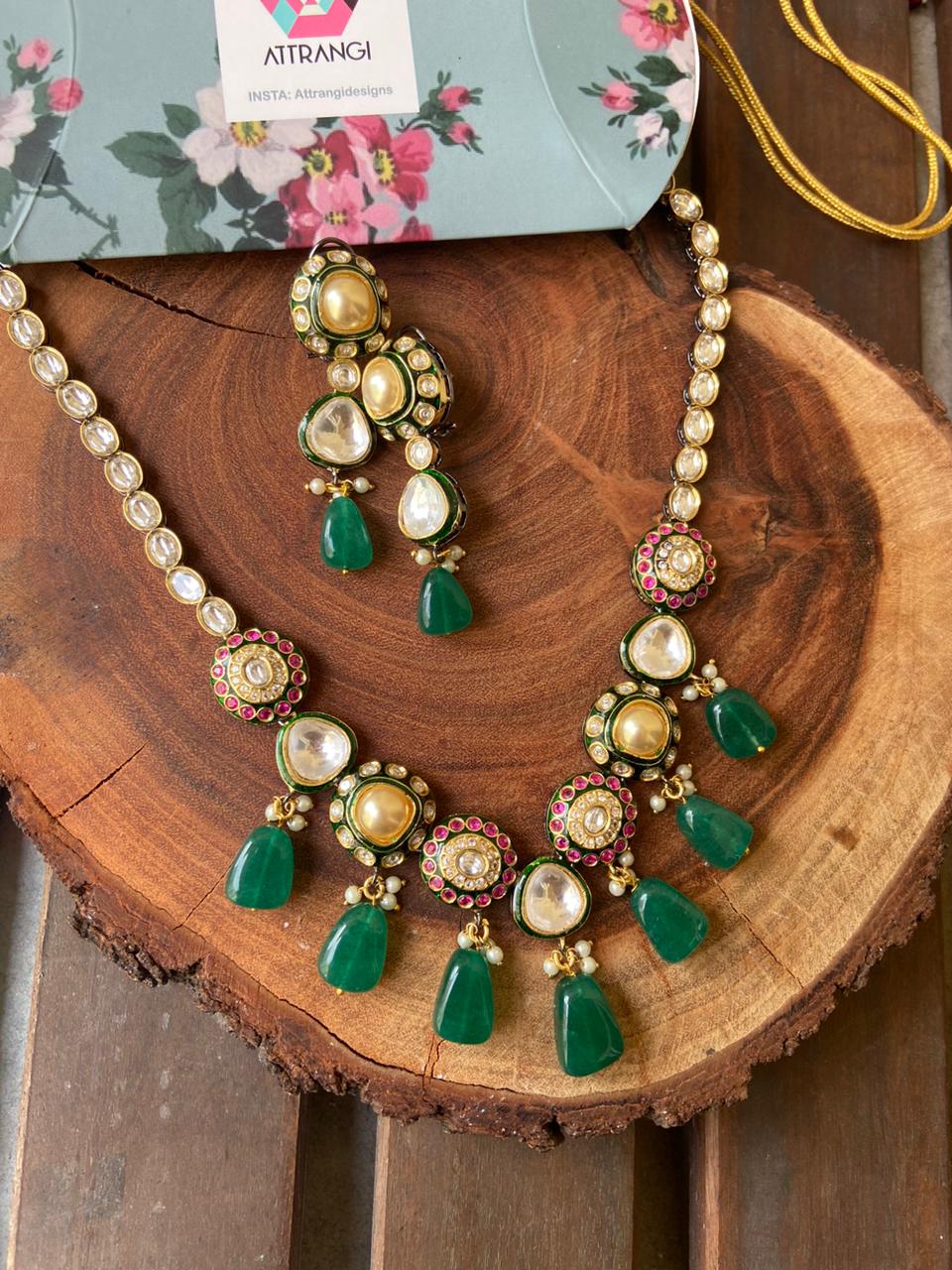 Manikarna Polki Meenakari Necklace Set