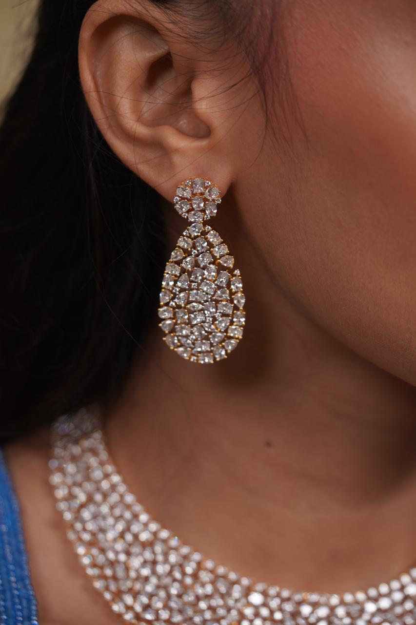 Jessica Big Bridal Scattered Diamond Necklace Set