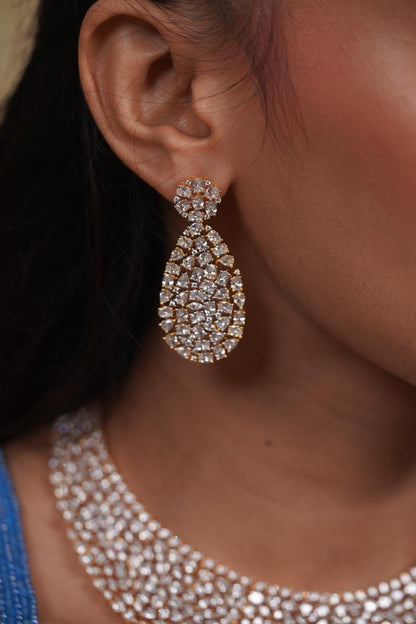 Jessica Big Bridal Scattered Diamond Necklace Set