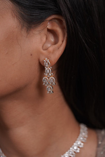 Riri Oval Diamond Dainty Necklace Set with Mid Sized Earrings